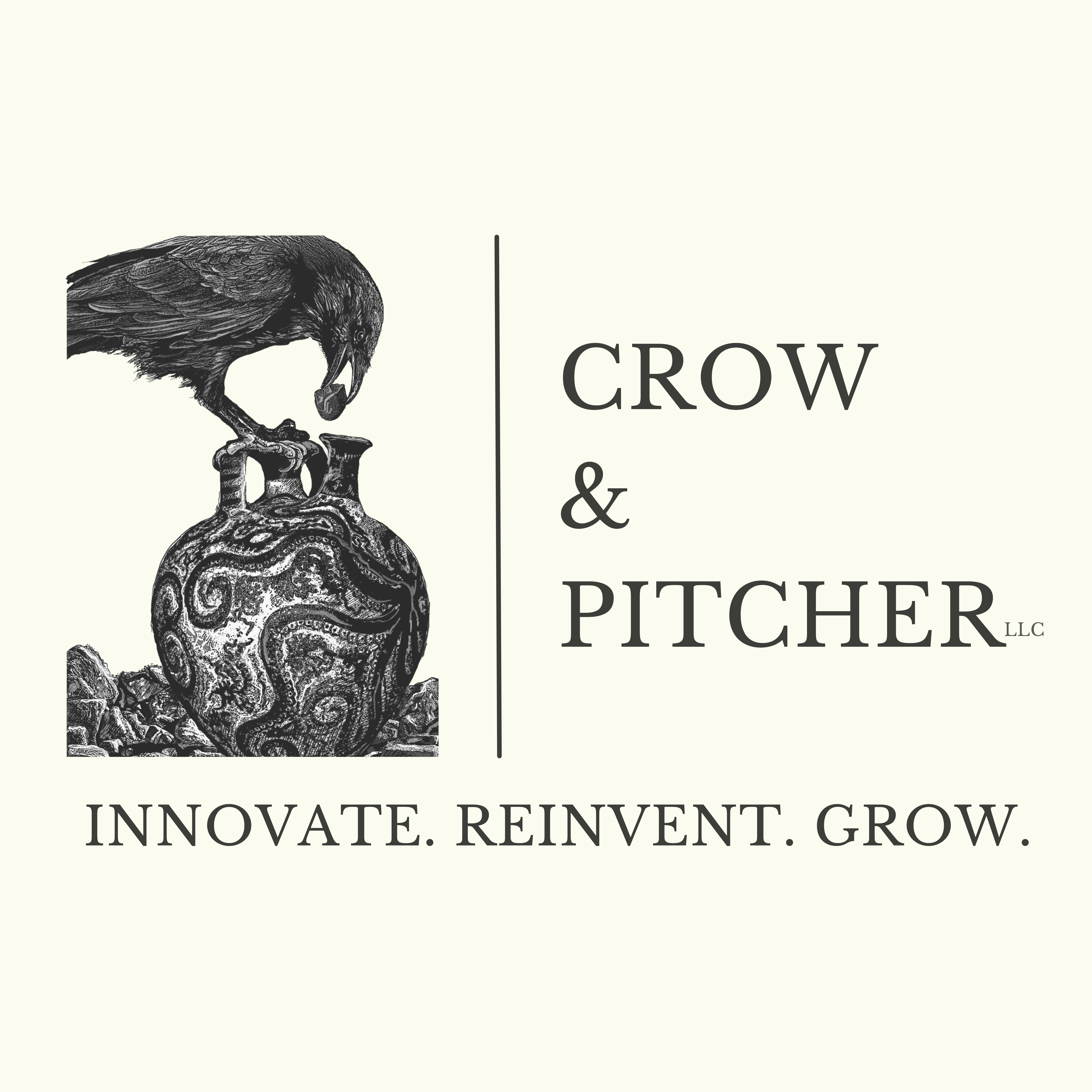 Crow & Pitcher Logo and Image, Innovate, Reinvent, Grow